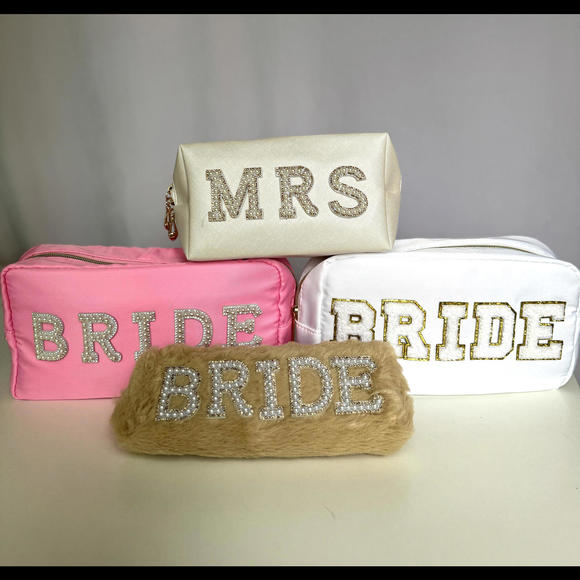 Bride Makeup Bags, Bride Gift, Gift for Bride, Letter Patches - Picture 8 of 11